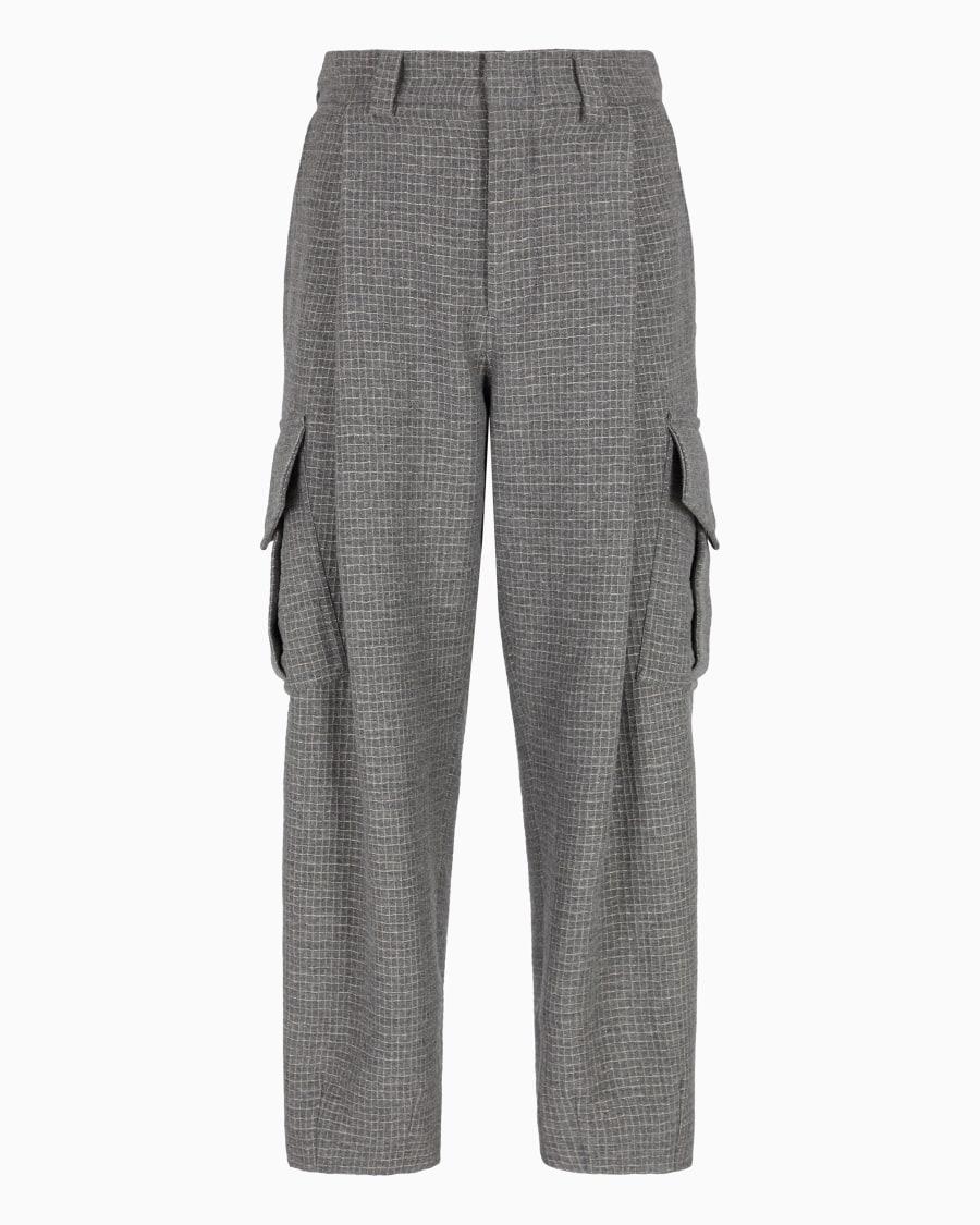 The world of armani PANTALONI CARGO A UNA PINCE IN MISTO LANA E FILO METALLIZZATO