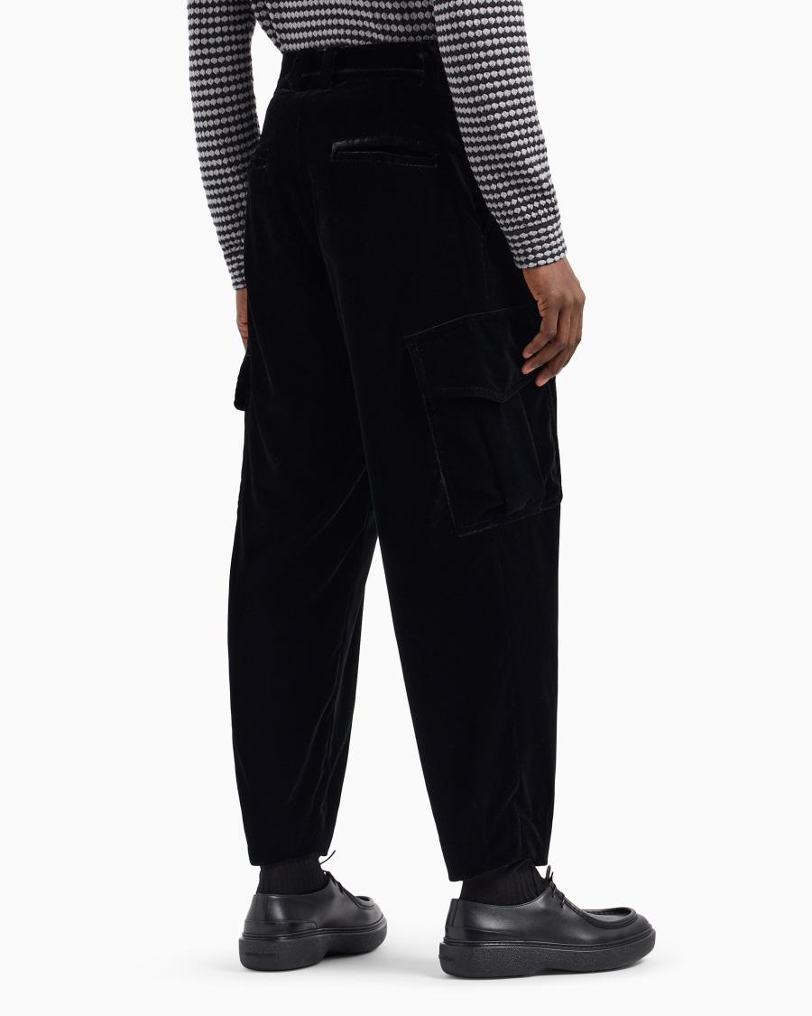 The World Of Armani PANTALONI CARGO A UNA PINCE IN VELLUTO