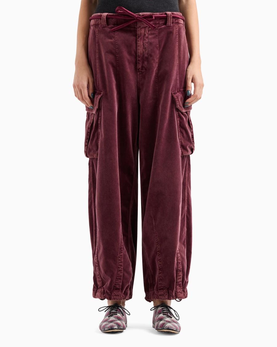 The World Of Armani PANTALONI CARGO IN VELLUTO DI COTONE