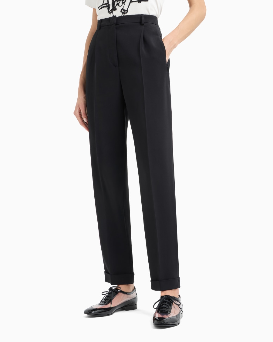 The World Of Armani PANTALONI DRITTI A UNA PINCE IN CADY DI VISCOSA