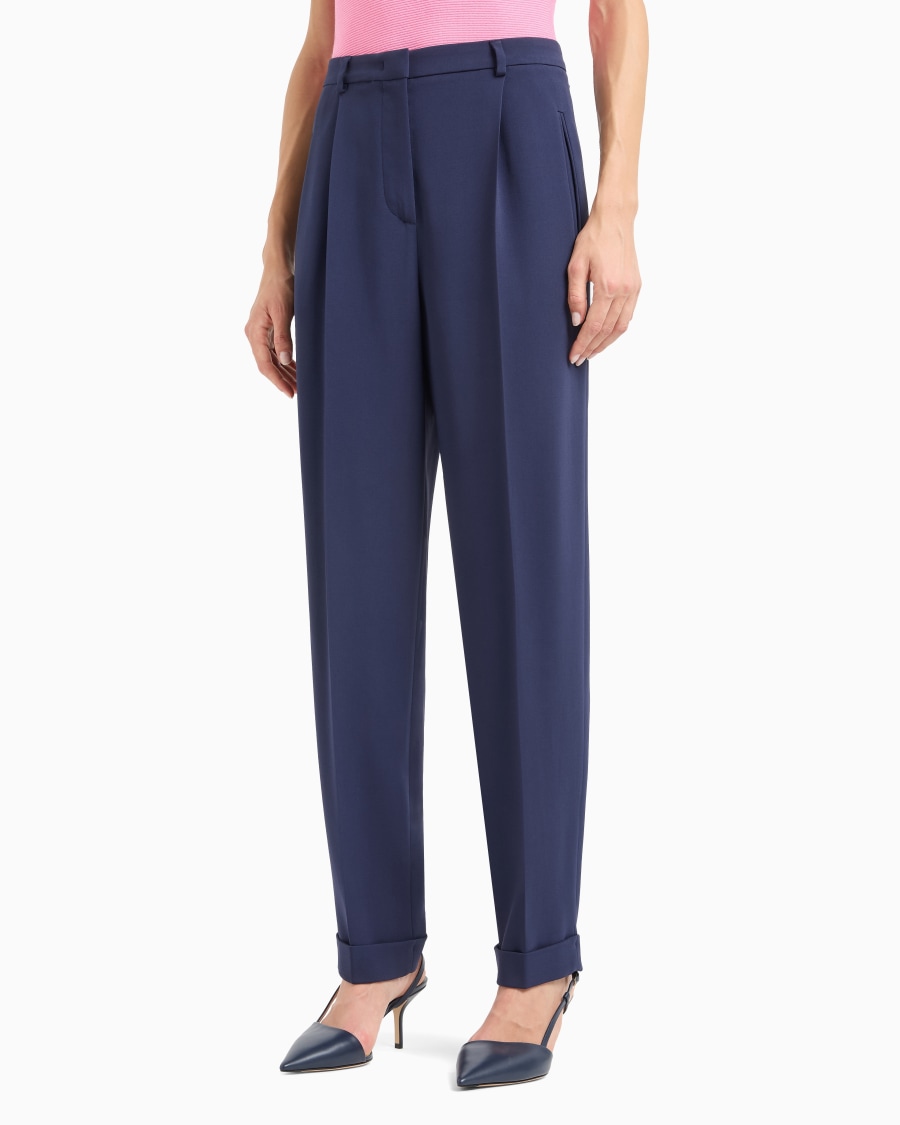 The World Of Armani PANTALONI DRITTI A UNA PINCE IN CADY DI VISCOSA