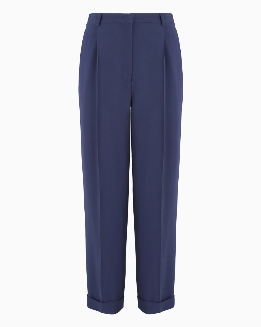 The world of armani PANTALONI DRITTI A UNA PINCE IN CADY DI VISCOSA