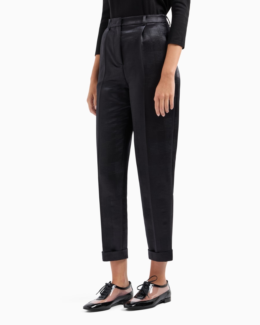 The World Of Armani PANTALONI DRITTI A UNA PINCE IN LANA FLUIDA CON MOTIVO PRINCIPE DI GALLES