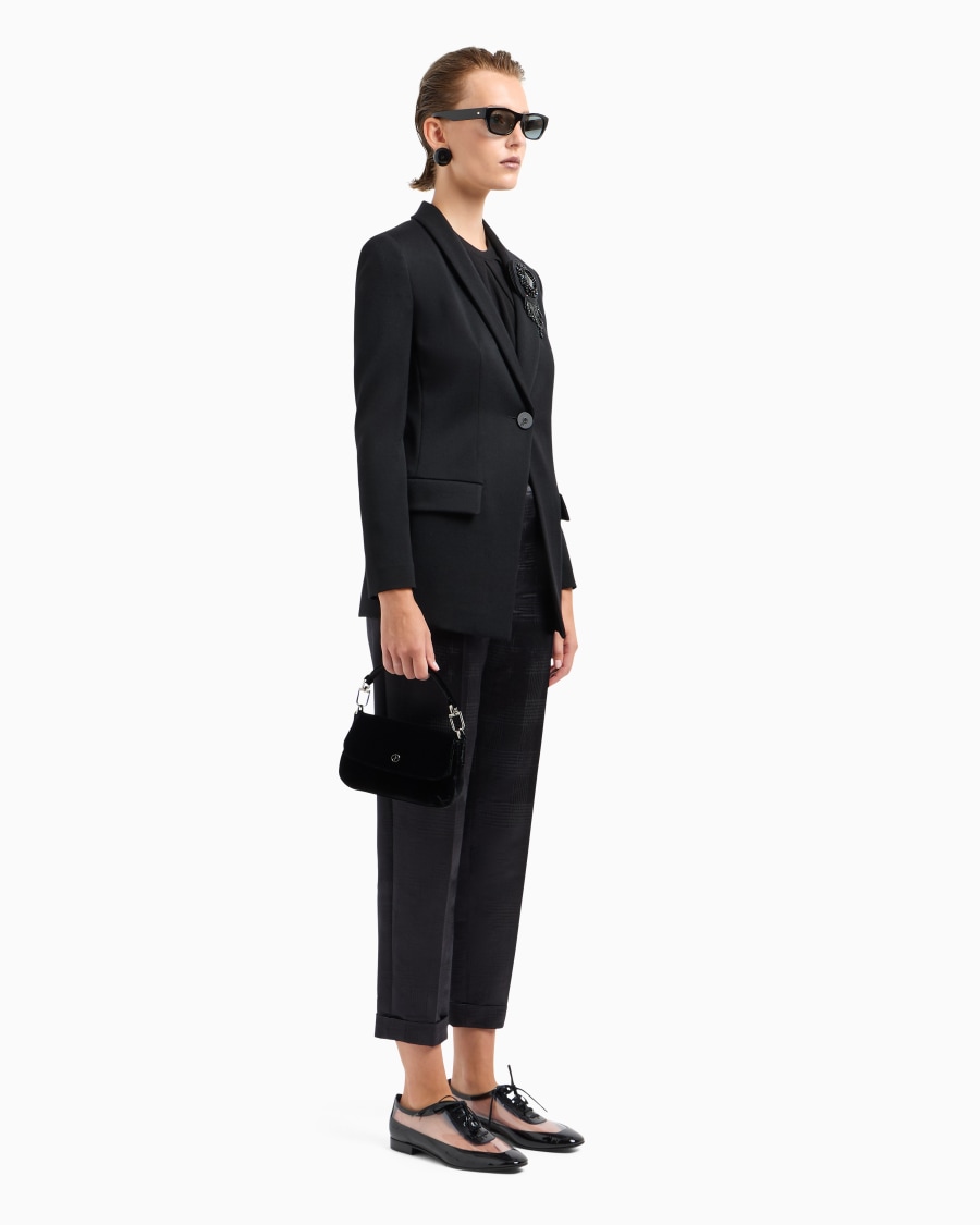 The World Of Armani PANTALONI DRITTI A UNA PINCE IN LANA FLUIDA CON MOTIVO PRINCIPE DI GALLES