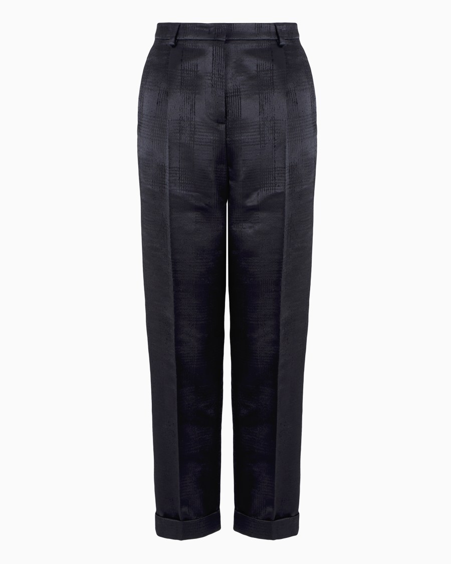 The world of armani PANTALONI DRITTI A UNA PINCE IN LANA FLUIDA CON MOTIVO PRINCIPE DI GALLES