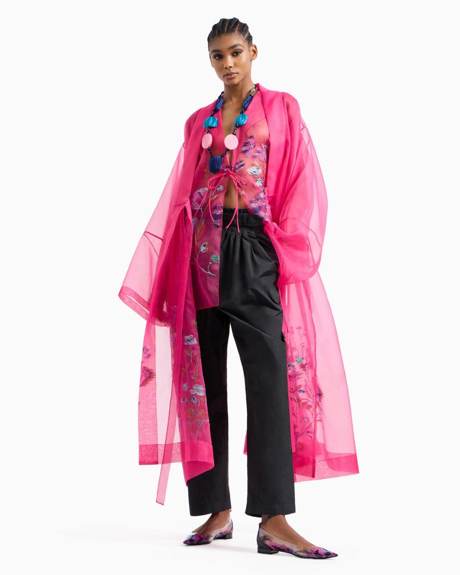 The World Of Armani PANTALONI DRITTI CON PINCES IN TAFFETÀ