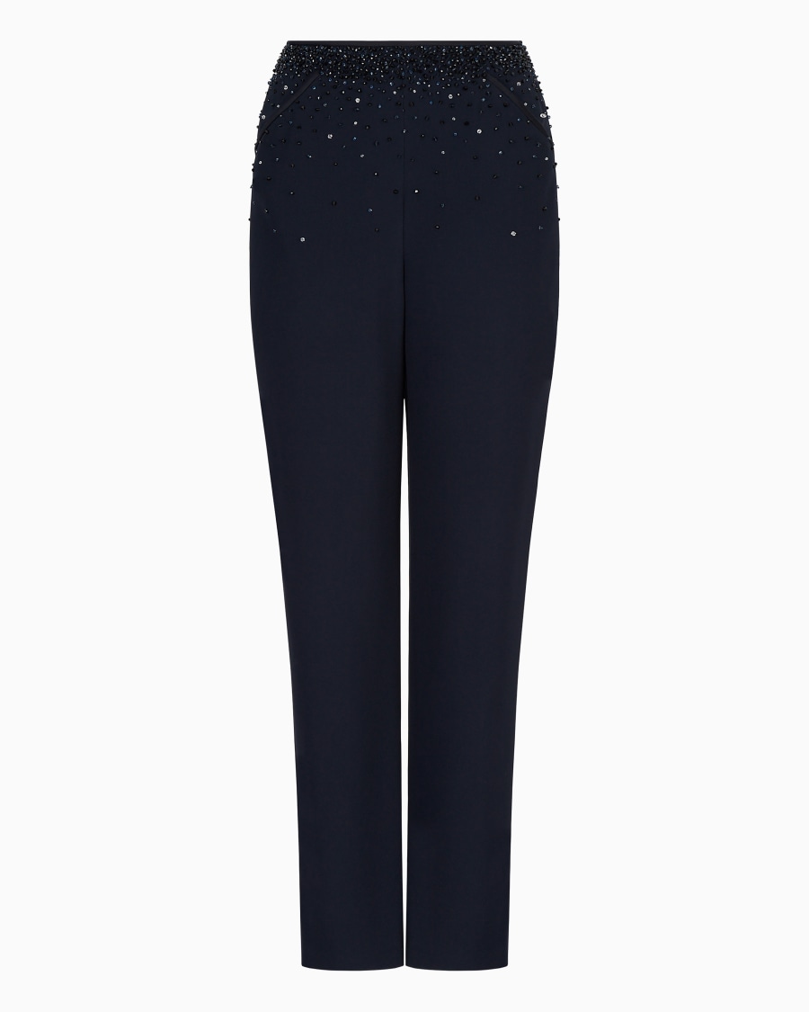The world of armani PANTALONI DRITTI IN CADY CON RICAMI