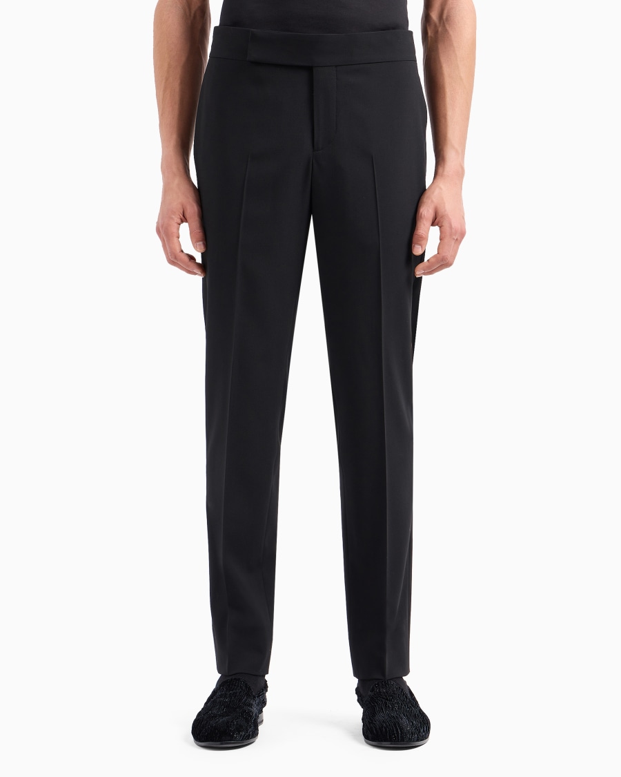 The World Of Armani PANTALONI FLAT FRONT IN CREPE DI PURA LANA