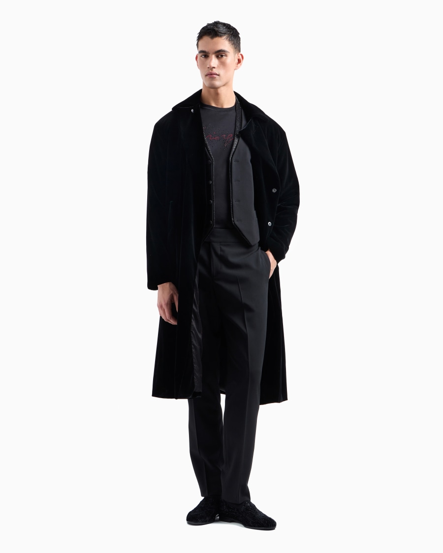 The World Of Armani PANTALONI FLAT FRONT IN CREPE DI PURA LANA