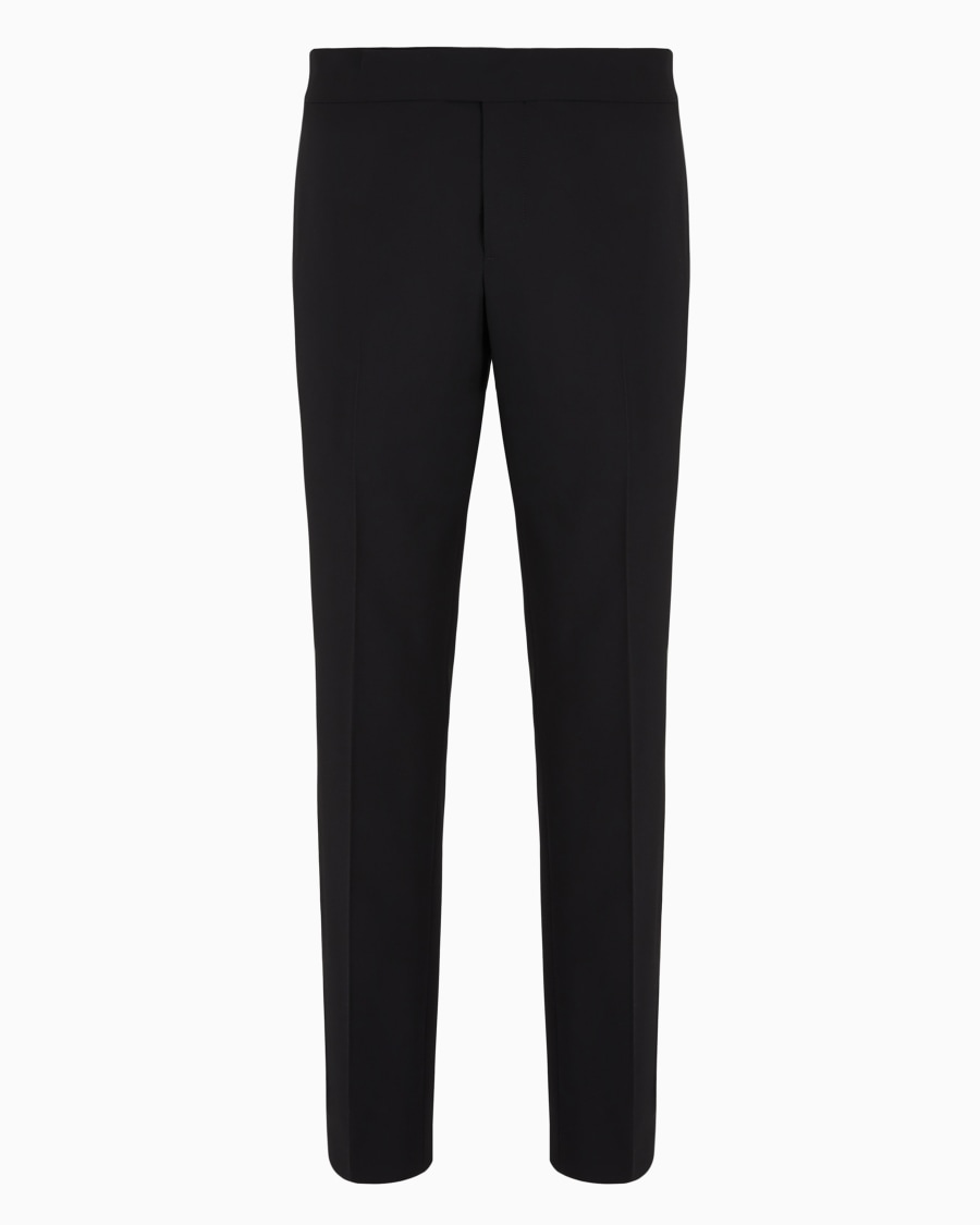 The world of armani PANTALONI FLAT FRONT IN CREPE DI PURA LANA