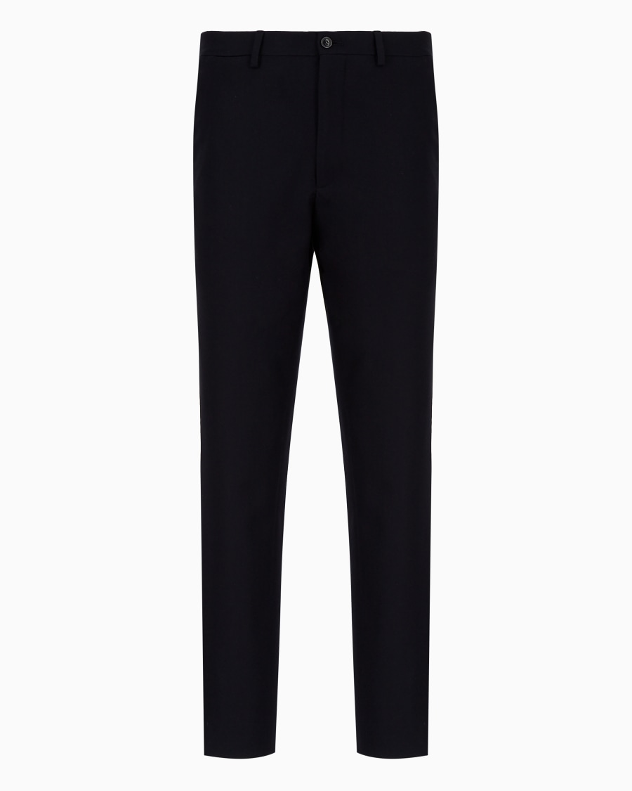 The world of armani PANTALONI FLAT FRONT IN FLANELLA DI LANA