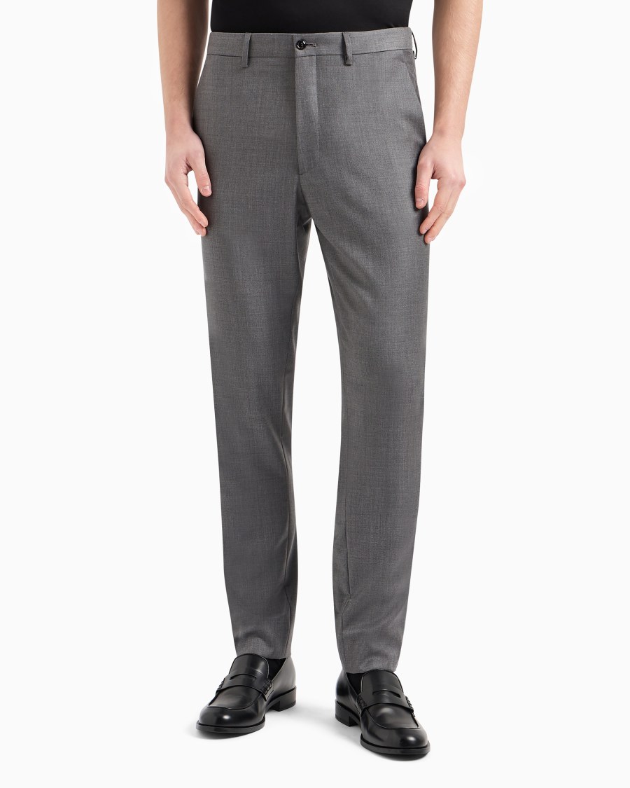 The World Of Armani PANTALONI FLAT FRONT IN GABARDINE DI LANA E CASHMERE