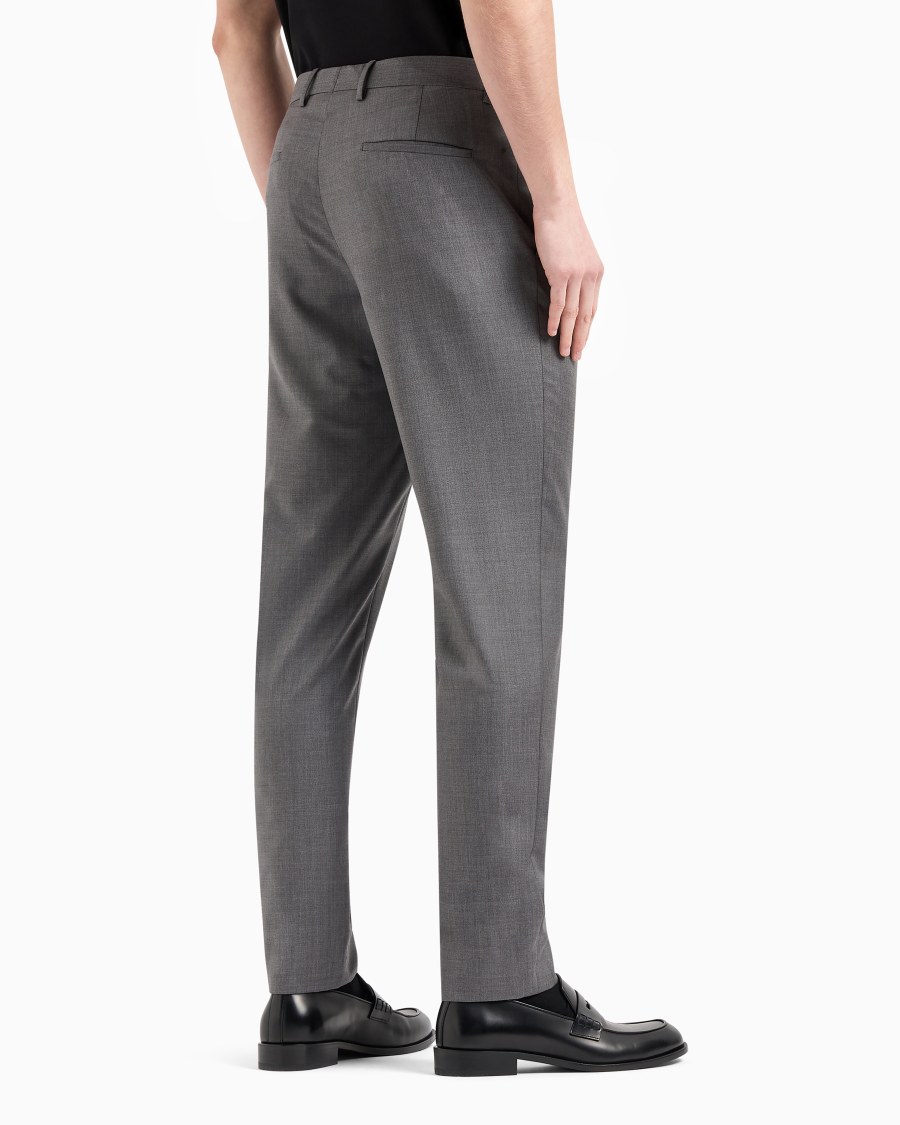 The World Of Armani PANTALONI FLAT FRONT IN GABARDINE DI LANA E CASHMERE