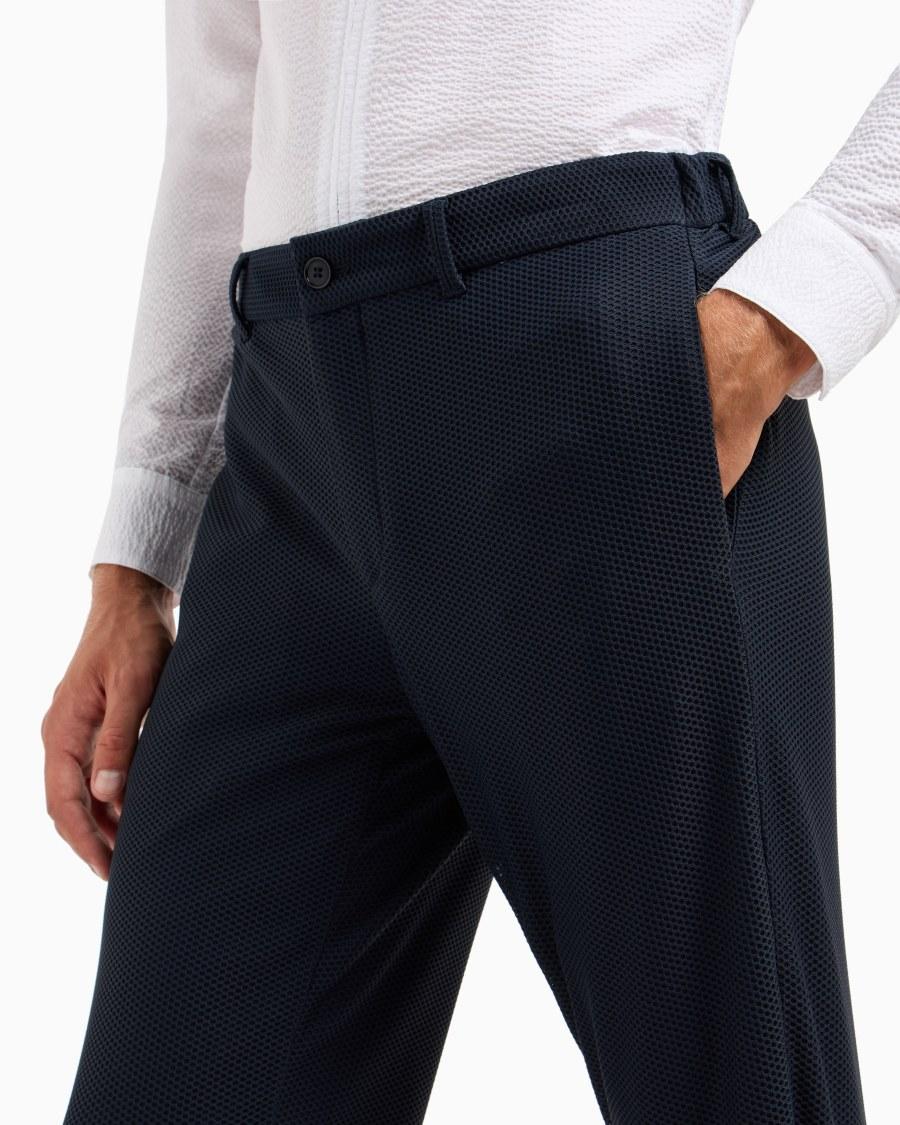 The World Of Armani PANTALONI FLAT FRONT IN GAUFRÉ TECNICO