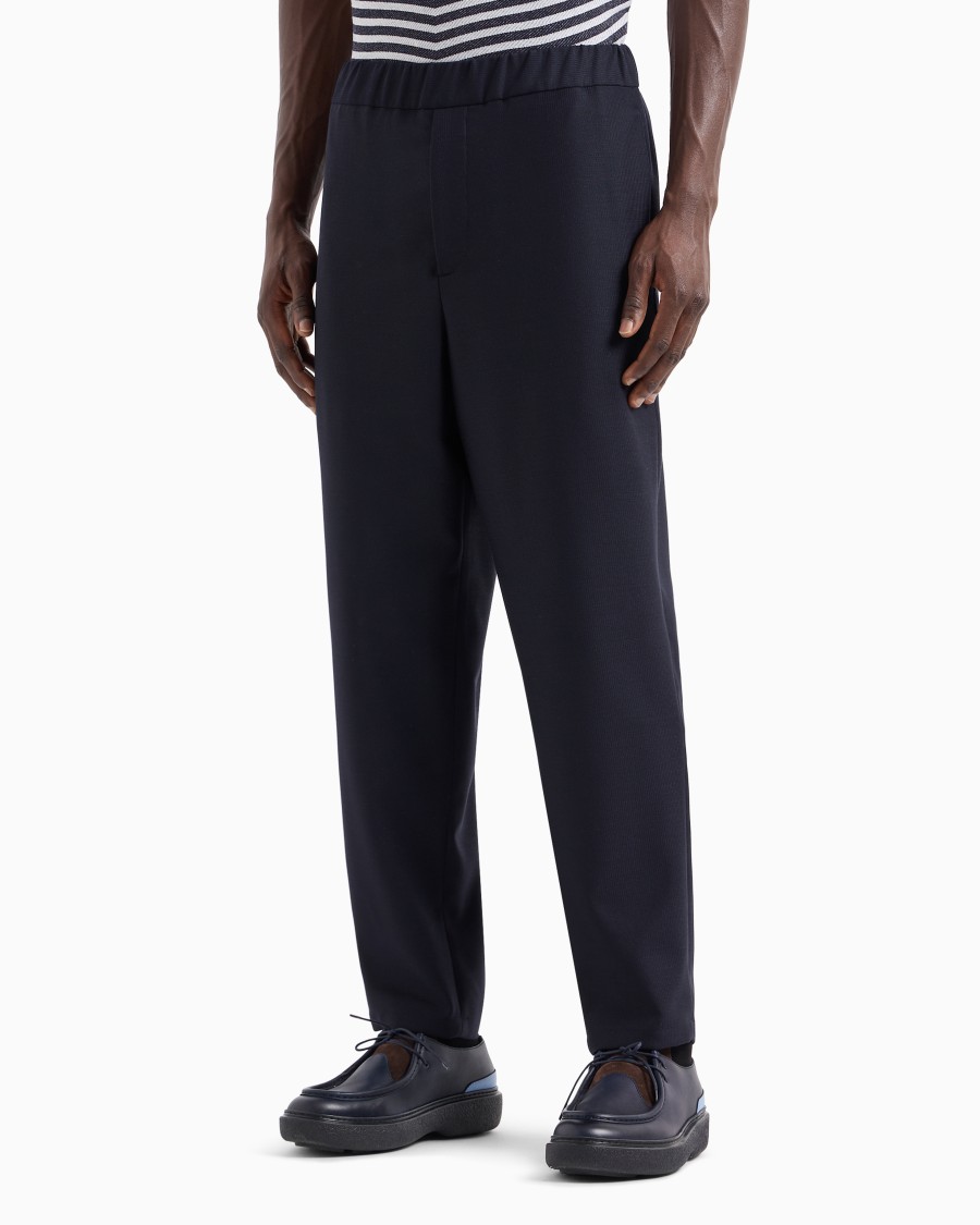 The World Of Armani PANTALONI FLAT FRONT IN GAUFRÉ TECNICO