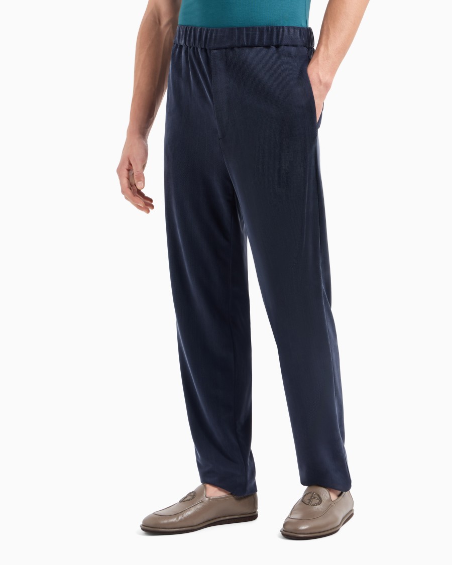 The World Of Armani PANTALONI FLAT FRONT IN GAUFRÉ TECNICO