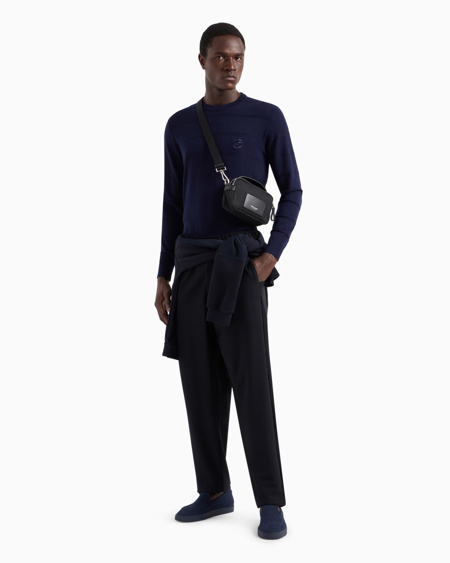 The World Of Armani PANTALONI FLAT FRONT IN GAUFRÉ TECNICO