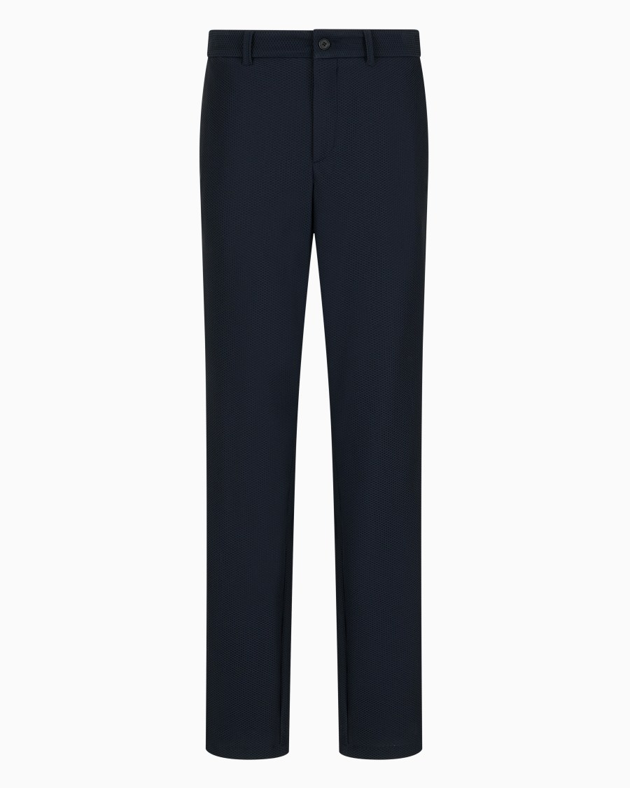 The world of armani PANTALONI FLAT FRONT IN GAUFRÉ TECNICO