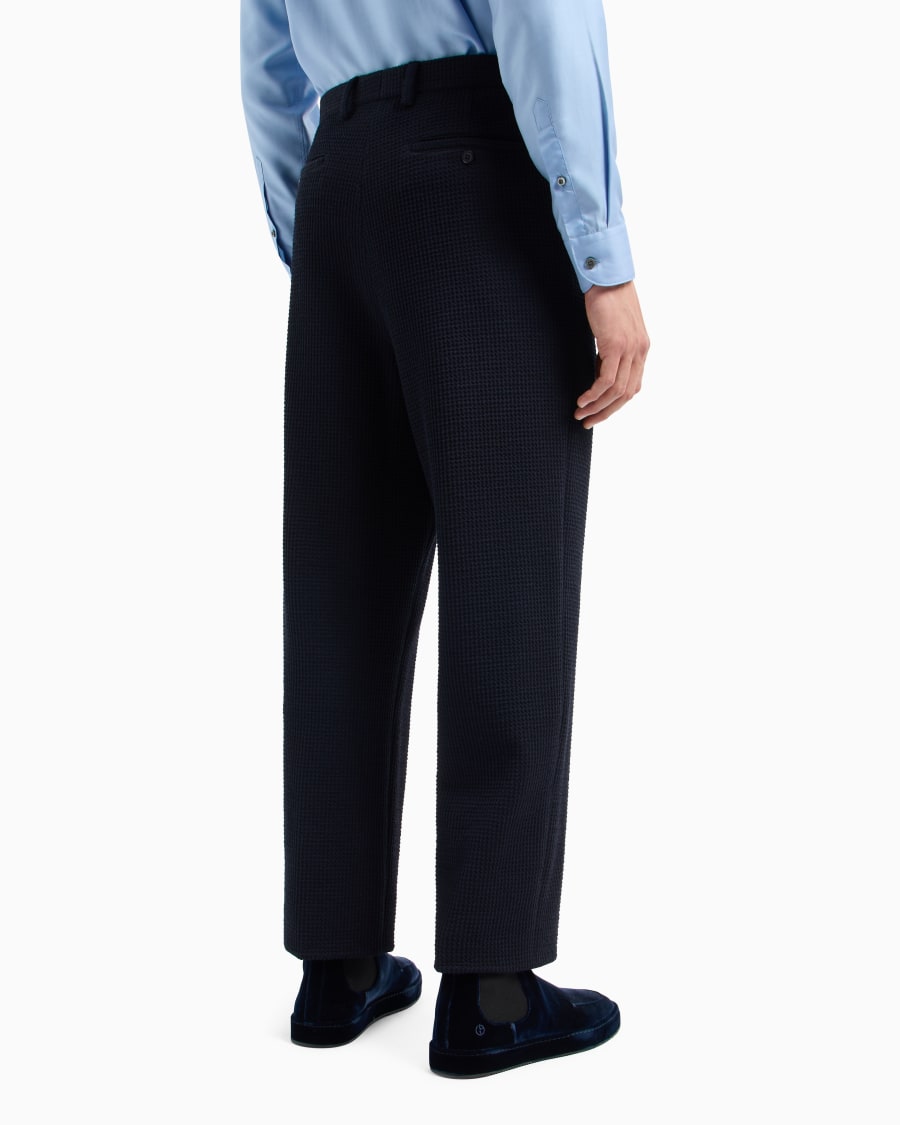 The World Of Armani PANTALONI FLAT FRONT IN JERSEY DI MISTO LANA