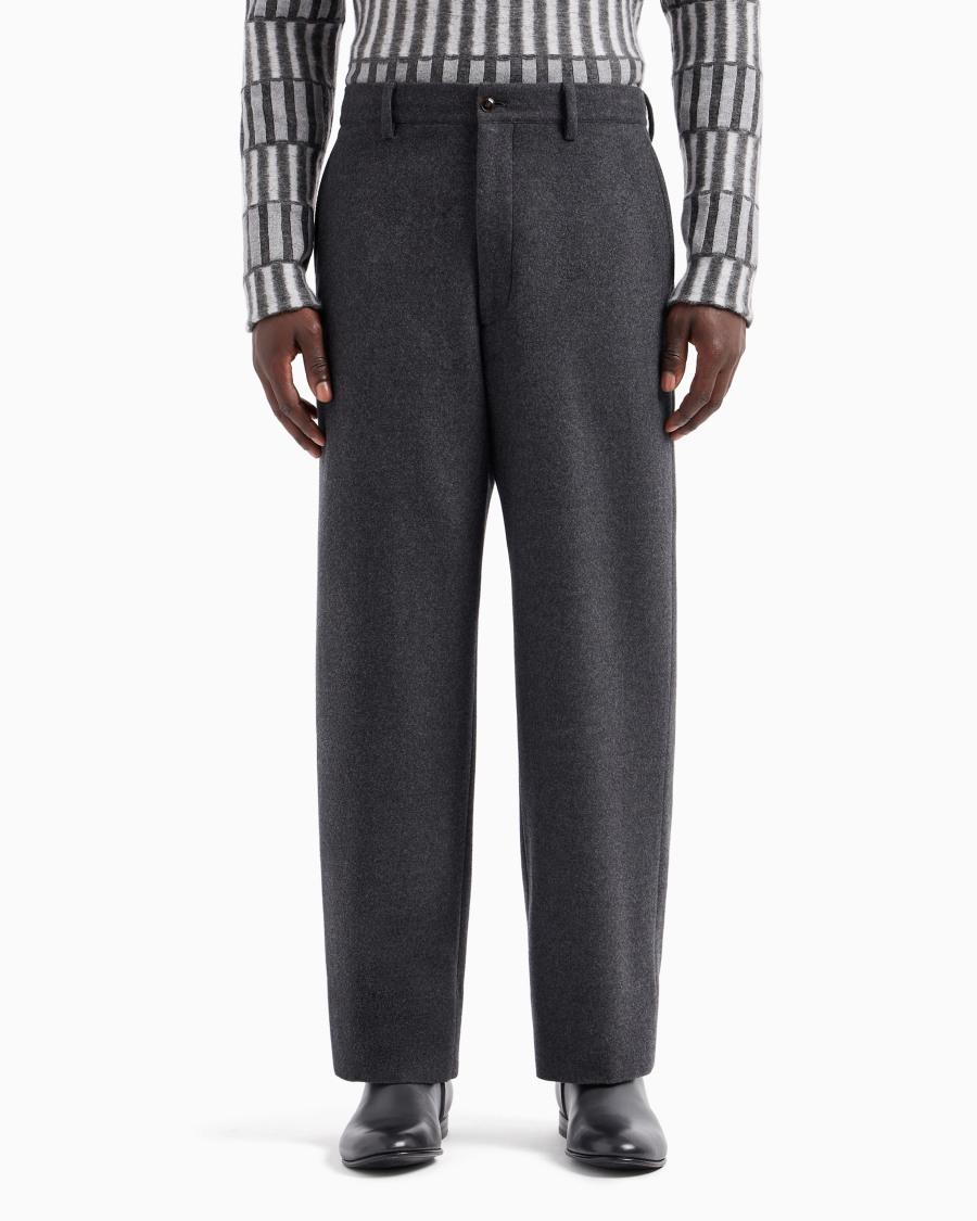The World Of Armani PANTALONI FLAT FRONT IN PILE DI PURA LANA