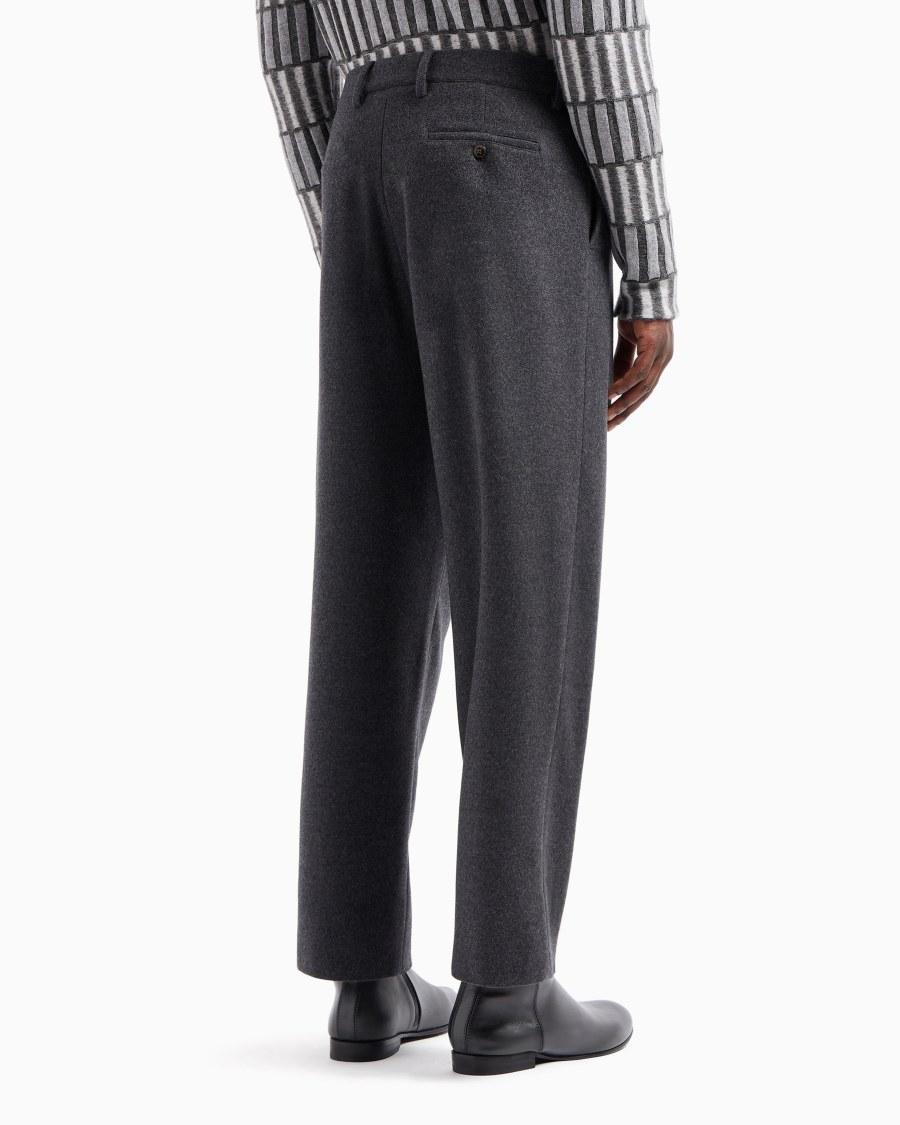 The World Of Armani PANTALONI FLAT FRONT IN PILE DI PURA LANA