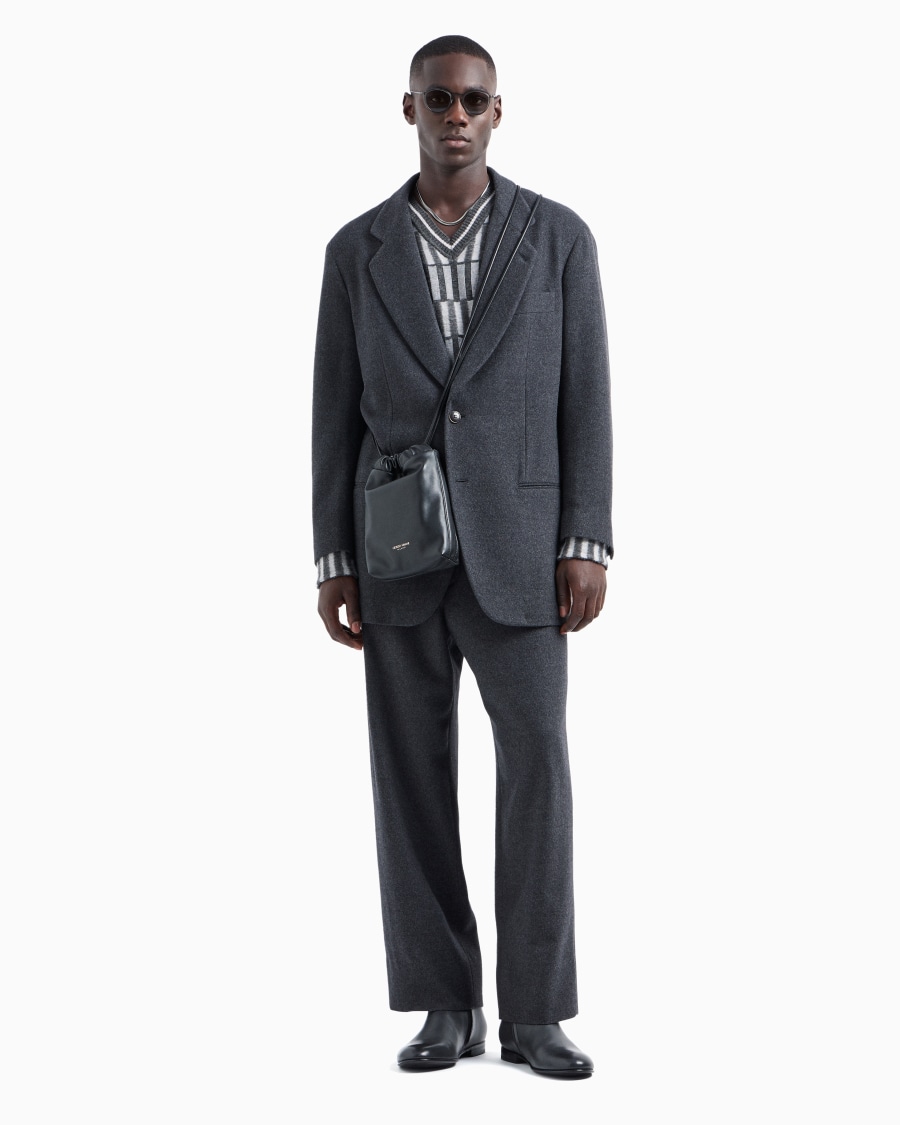 The World Of Armani PANTALONI FLAT FRONT IN PILE DI PURA LANA
