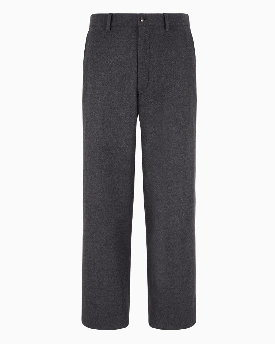 The world of armani PANTALONI FLAT FRONT IN PILE DI PURA LANA