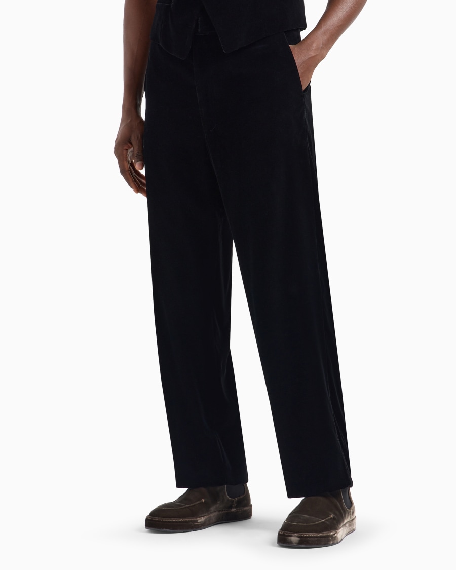 The World Of Armani PANTALONI FLAT FRONT IN VELLUTO