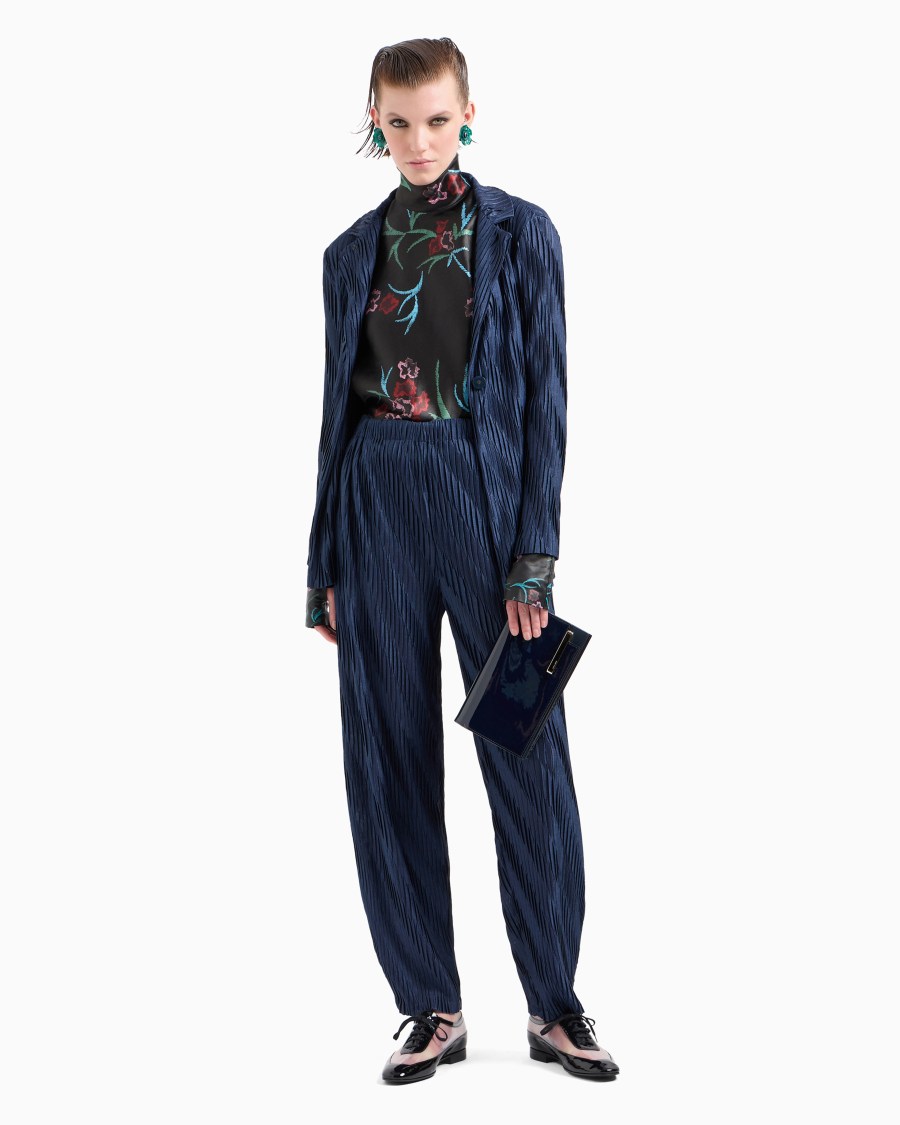 The World Of Armani PANTALONI IN JERSEY BICOLORE PLISSÉ ASV