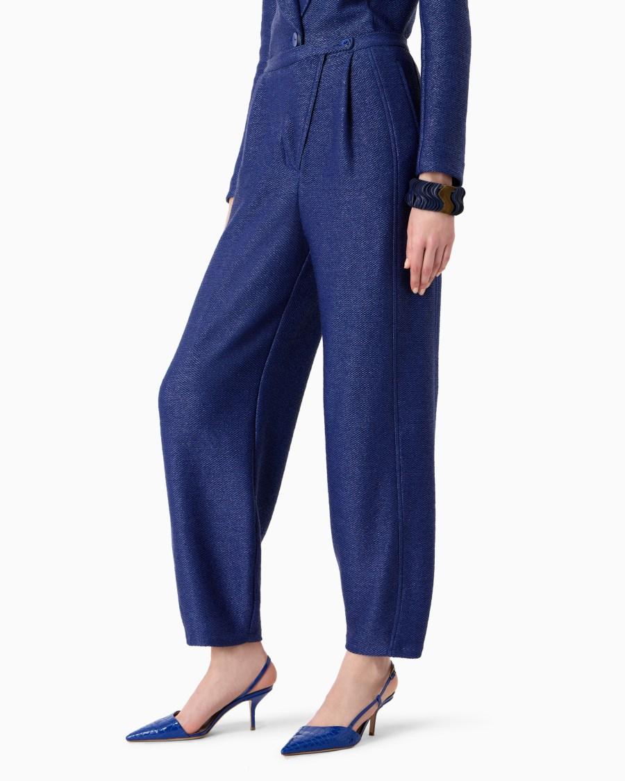 The World Of Armani PANTALONI IN JERSEY DI MISTO COTONE JACQUARD EFFETTO RAFIA