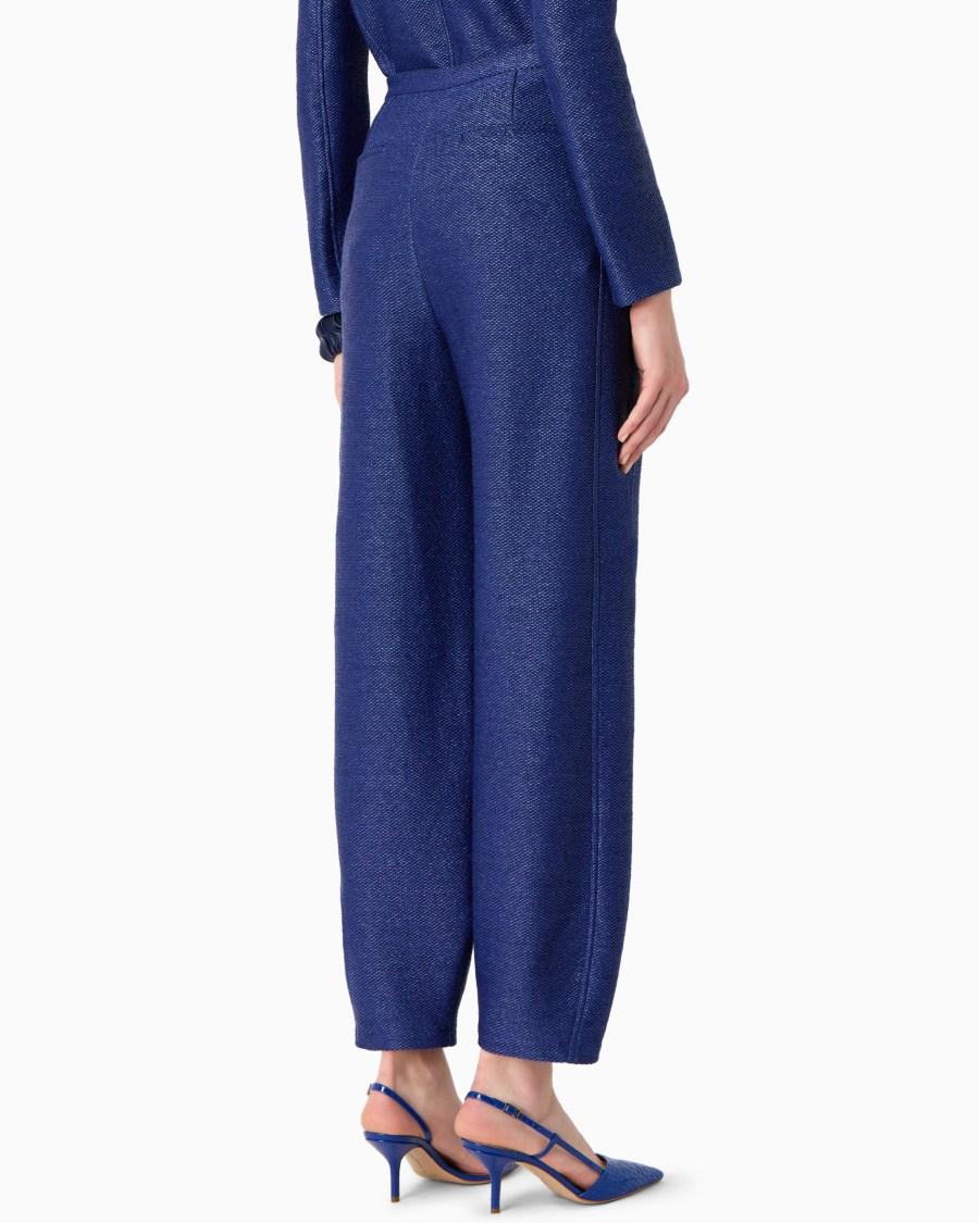 The World Of Armani PANTALONI IN JERSEY DI MISTO COTONE JACQUARD EFFETTO RAFIA