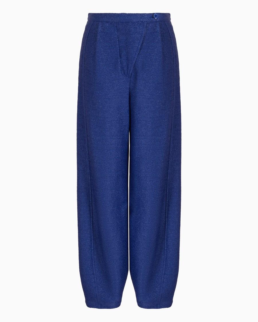 The world of armani PANTALONI IN JERSEY DI MISTO COTONE JACQUARD EFFETTO RAFIA