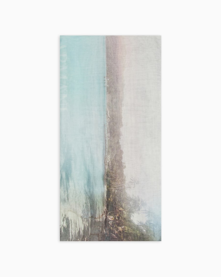 The world of armani PAREO IN MODAL LINO E SETA CON STAMPA SFUMATA