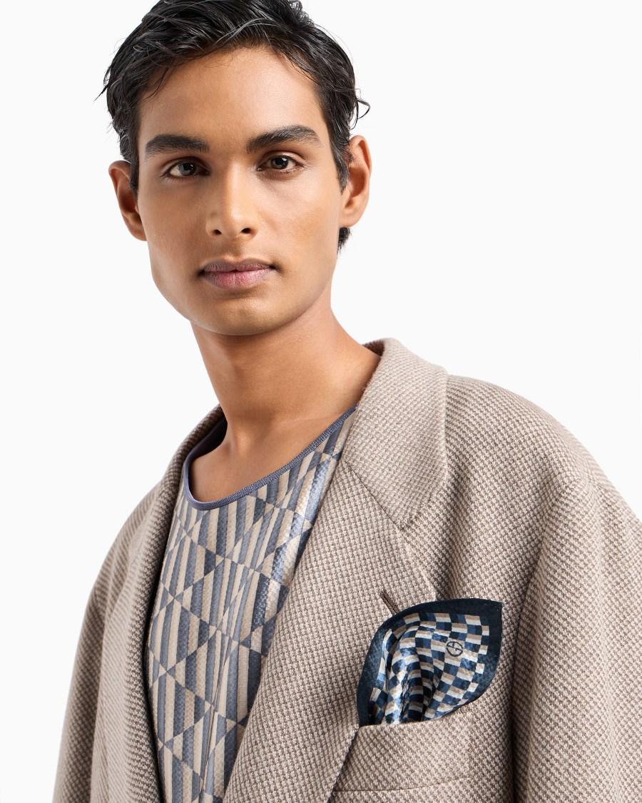 The World Of Armani POCHETTE DA TASCHINO IN SETA SEERSUCKER STAMPATA