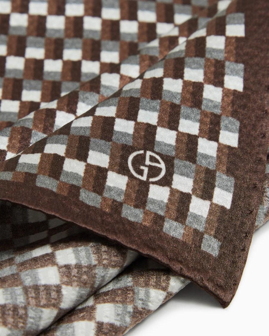 The World Of Armani POCHETTE DA TASCHINO IN SETA SEERSUCKER STAMPATA