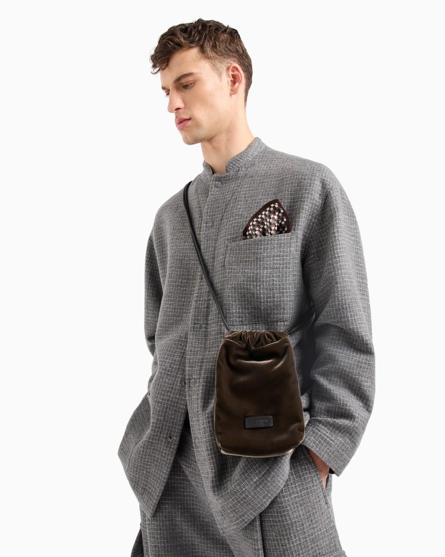 The World Of Armani POCHETTE DA TASCHINO IN SETA SEERSUCKER STAMPATA