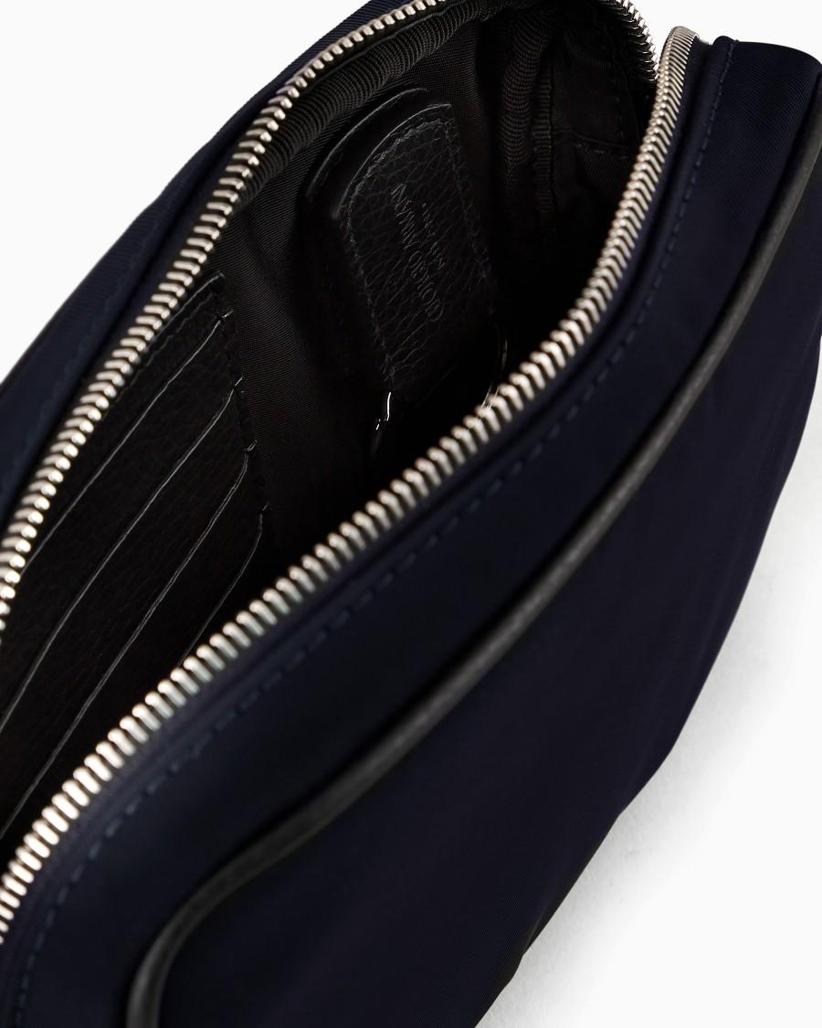 The World Of Armani POCHETTE IN NYLON E PELLE GRANATA