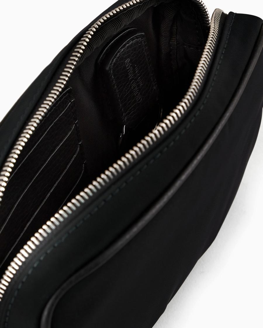 The World Of Armani POCHETTE IN NYLON E PELLE GRANATA