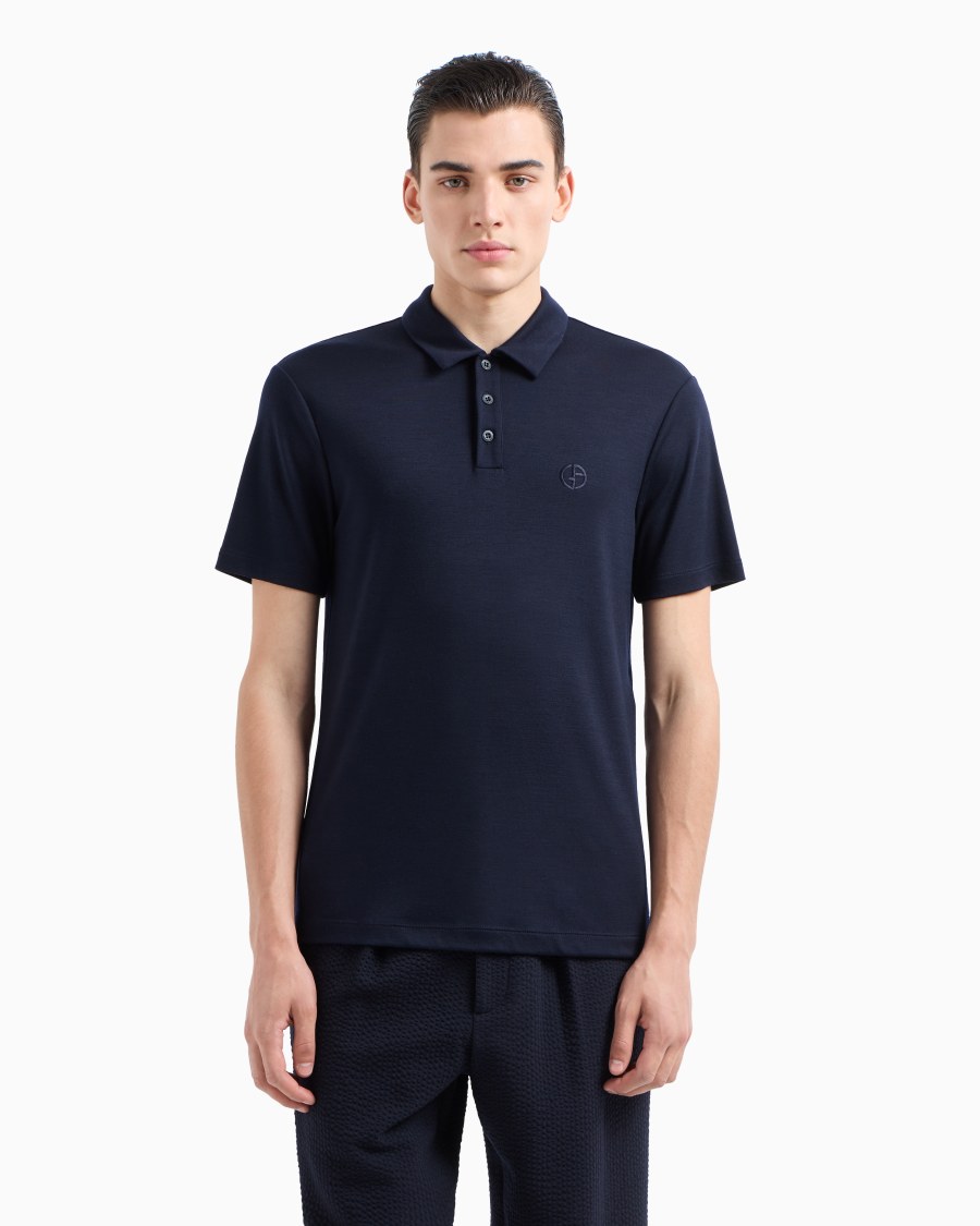 The World Of Armani POLO A MANICHE CORTE IN INTERLOCK DI LANA VERGINE