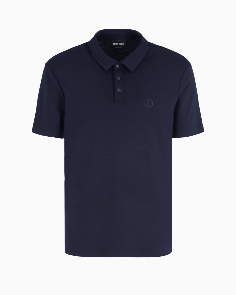 The World Of Armani POLO A MANICHE CORTE IN INTERLOCK DI LANA VERGINE
