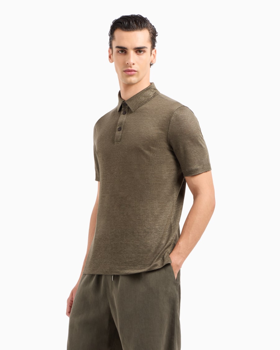 The World Of Armani POLO A MANICHE CORTE IN JERSEY DI PURO LINO