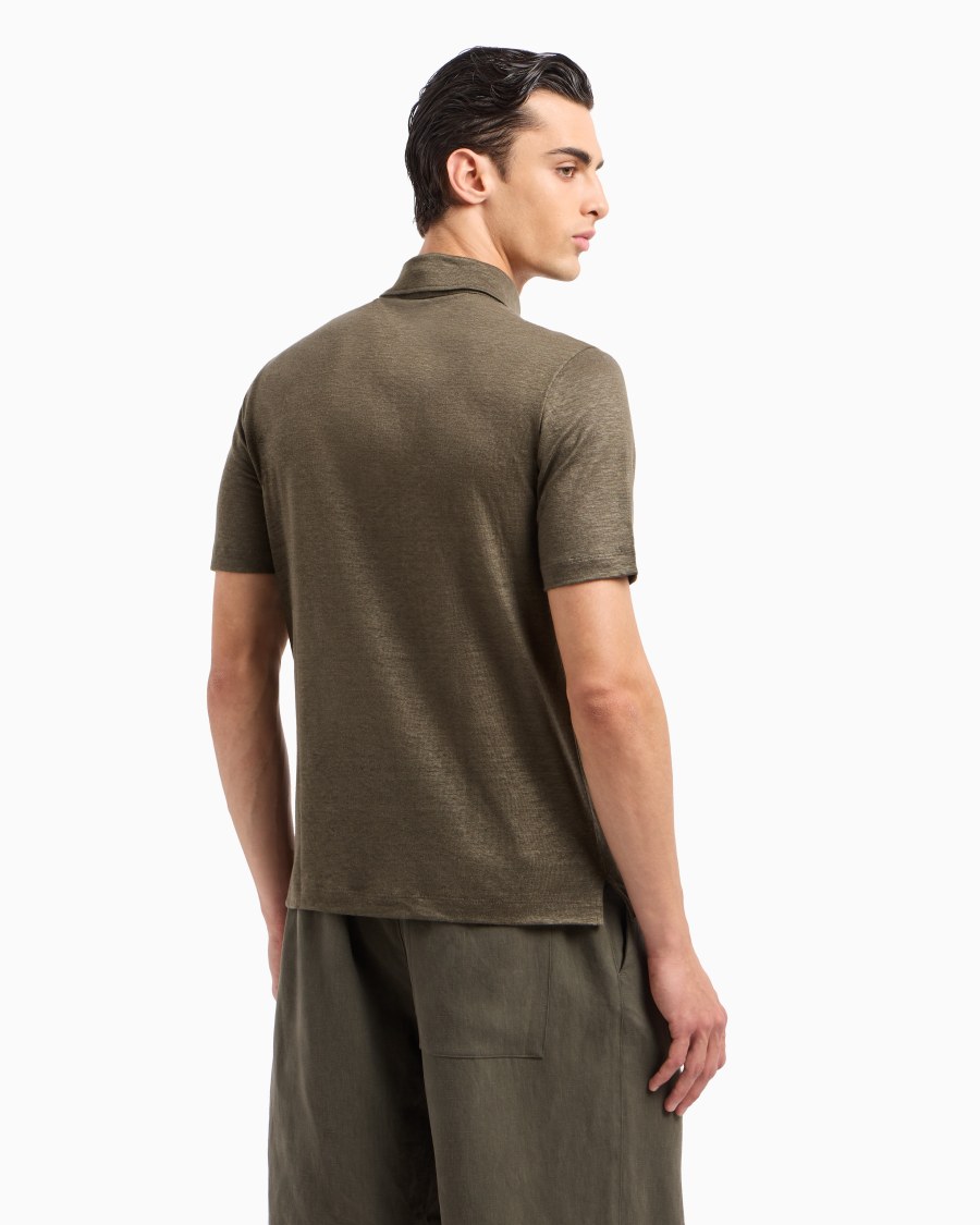 The World Of Armani POLO A MANICHE CORTE IN JERSEY DI PURO LINO