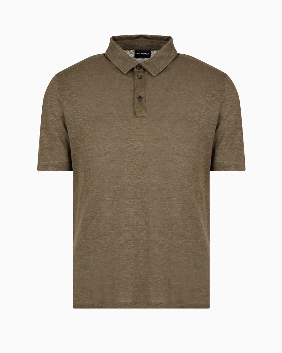 The world of armani POLO A MANICHE CORTE IN JERSEY DI PURO LINO