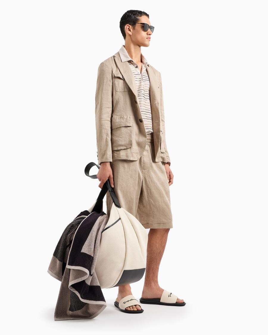 The World Of Armani POLO A MANICHE LUNGHE IN JERSEY DI LINO COTONE E VISCOSA JACQUARD