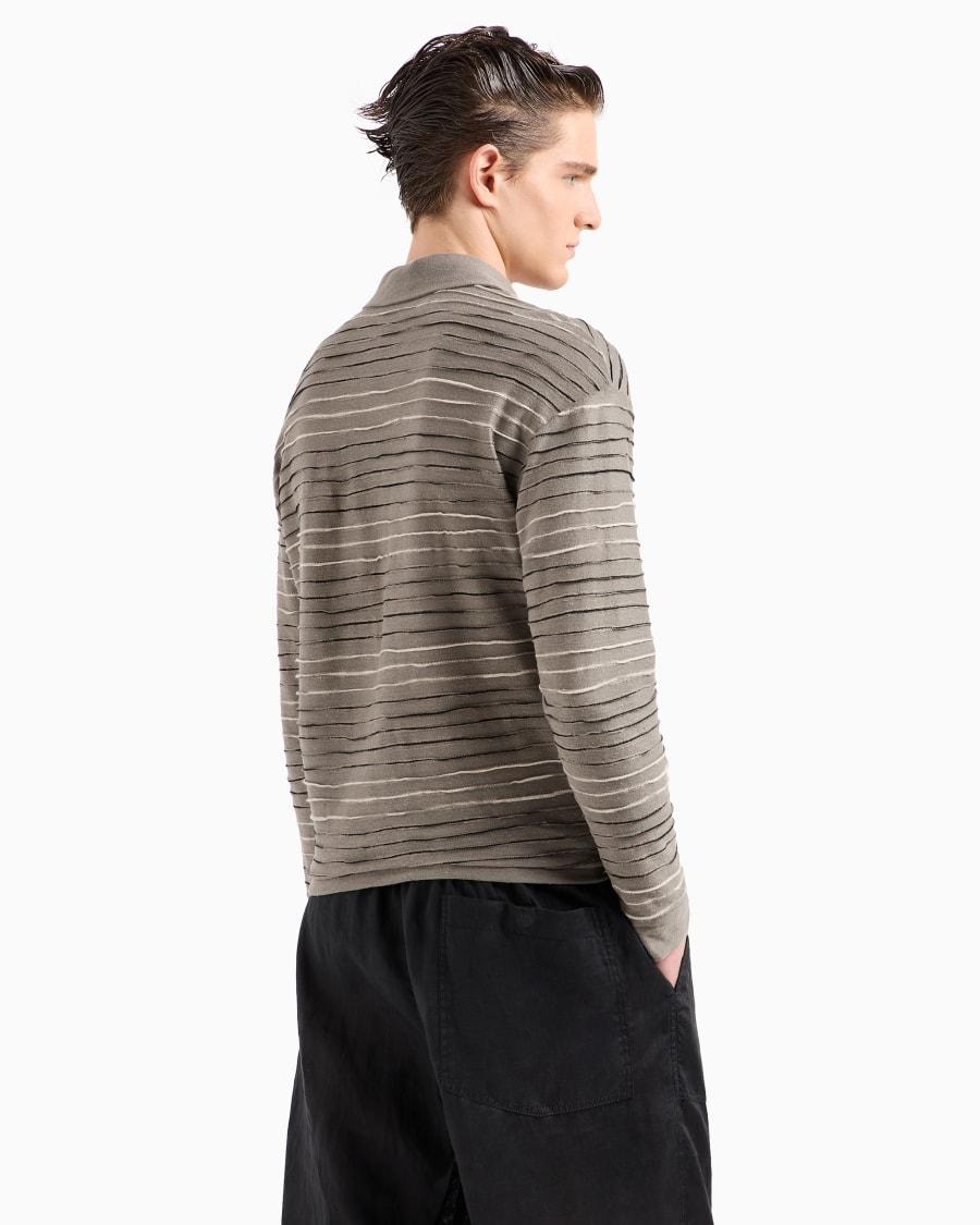 The World Of Armani POLO A MANICHE LUNGHE IN JERSEY DI LINO COTONE E VISCOSA JACQUARD