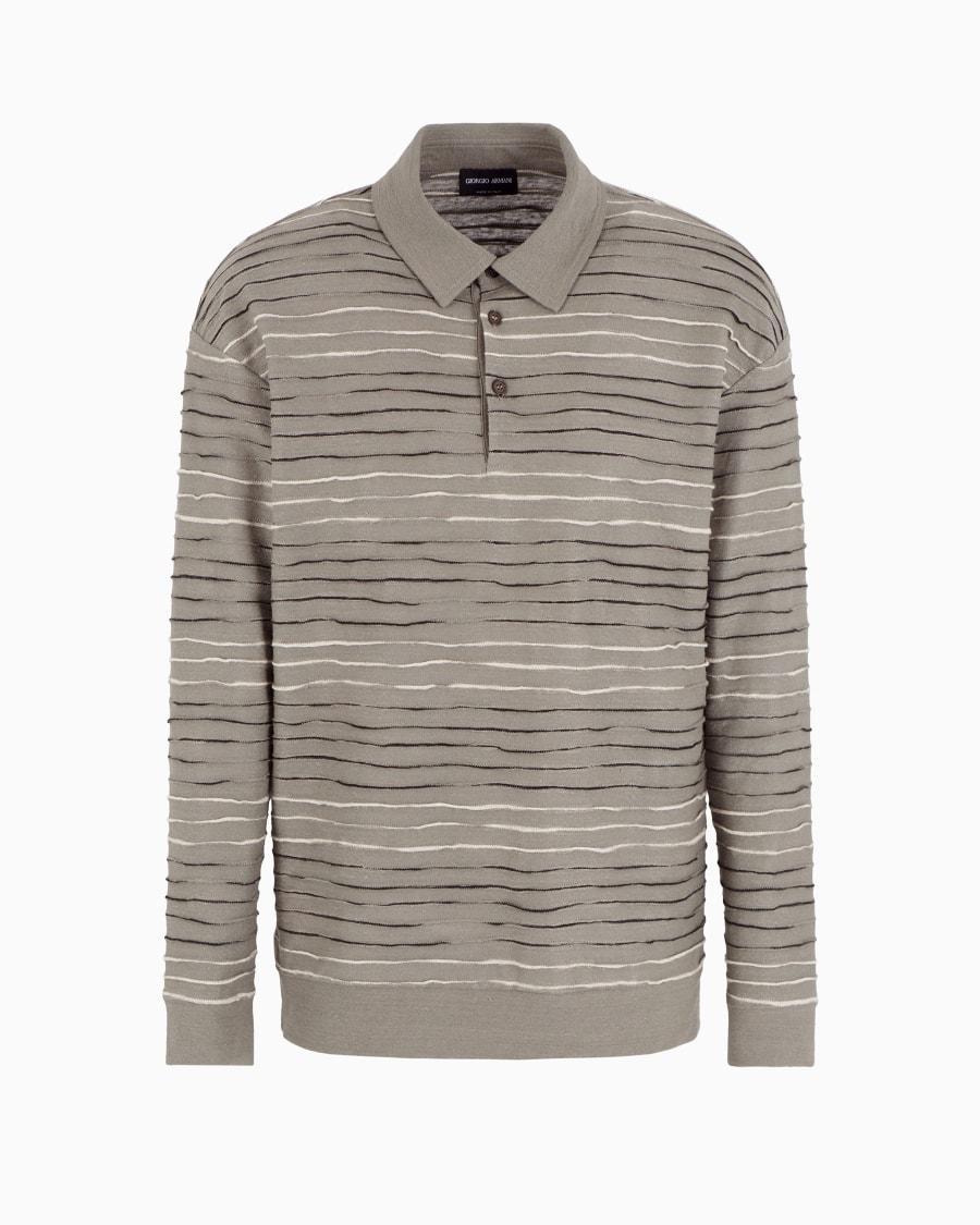 The world of armani POLO A MANICHE LUNGHE IN JERSEY DI LINO COTONE E VISCOSA JACQUARD