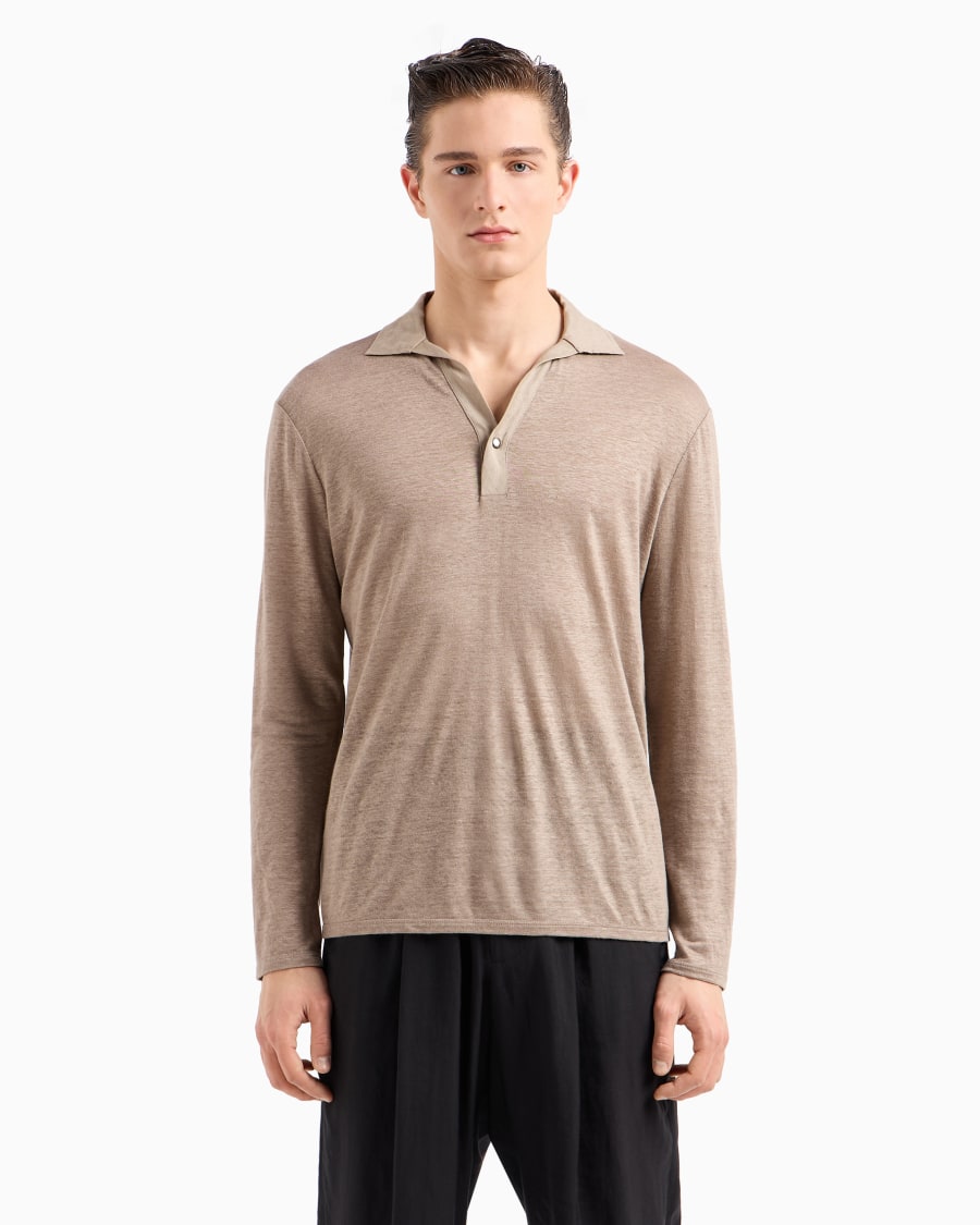 The World Of Armani POLO A MANICHE LUNGHE IN JERSEY DI PURO LINO