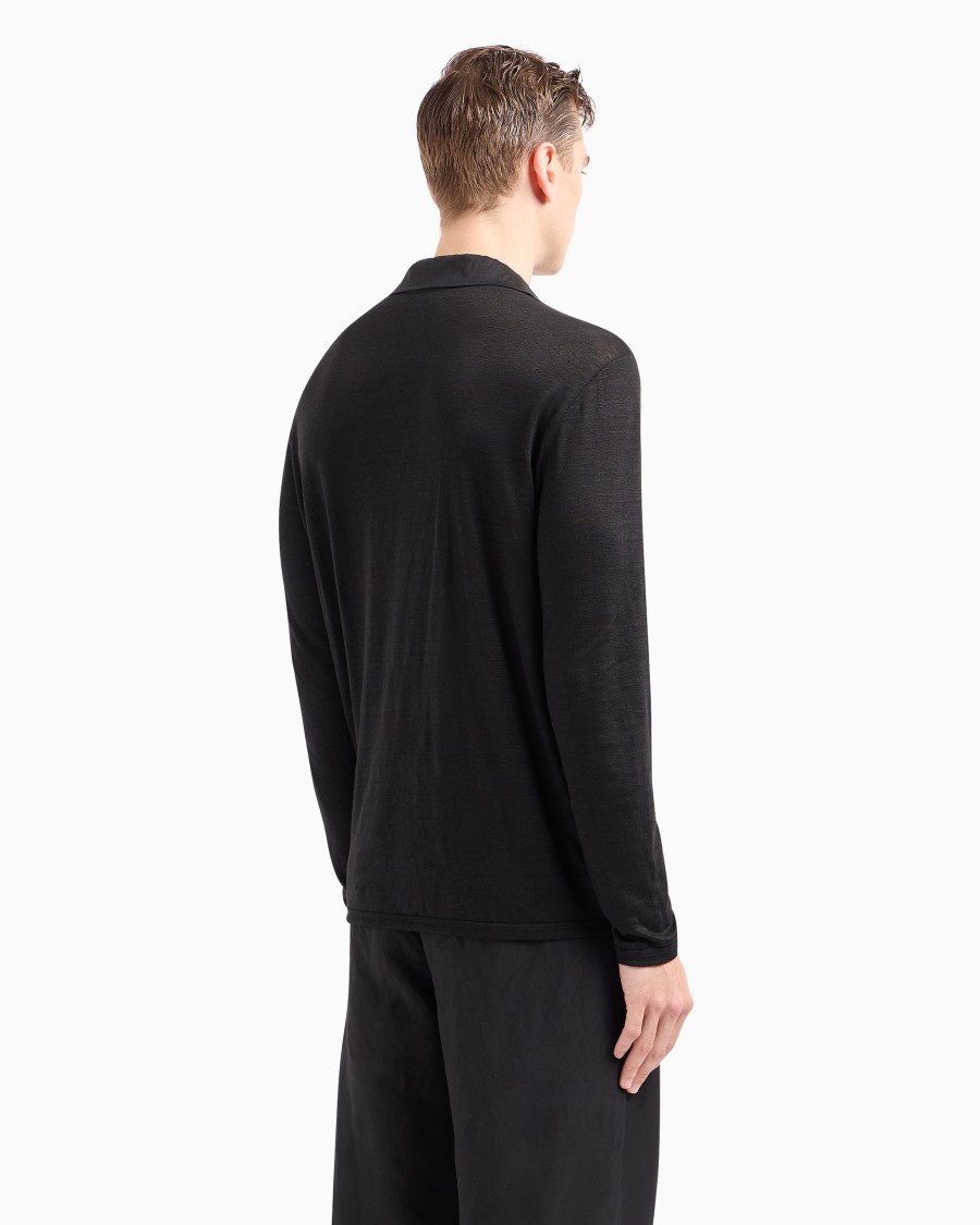 The World Of Armani POLO A MANICHE LUNGHE IN JERSEY DI PURO LINO