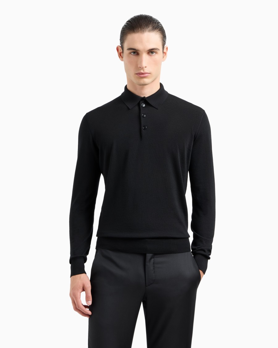 The World Of Armani POLO A MANICHE LUNGHE IN LANA VERGINE
