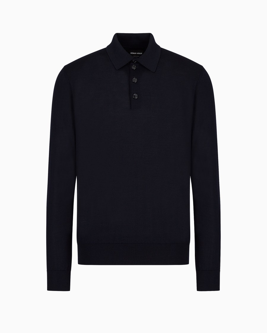 The world of armani POLO A MANICHE LUNGHE IN LANA VERGINE